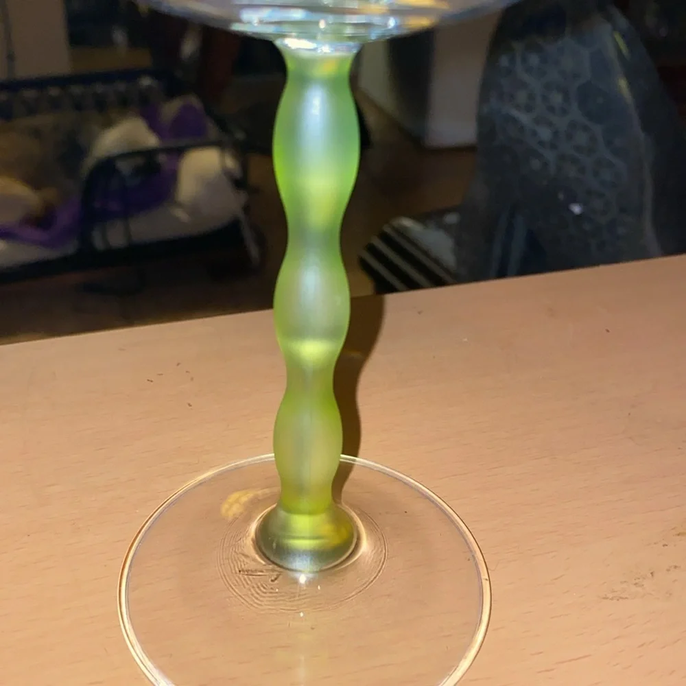 Vintage crystal wine glass set of 4 with different colored stems